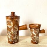 Fat lava ceramic teapot and milk jug from the 70s