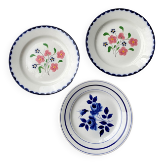 Trio of mismatched floral plates