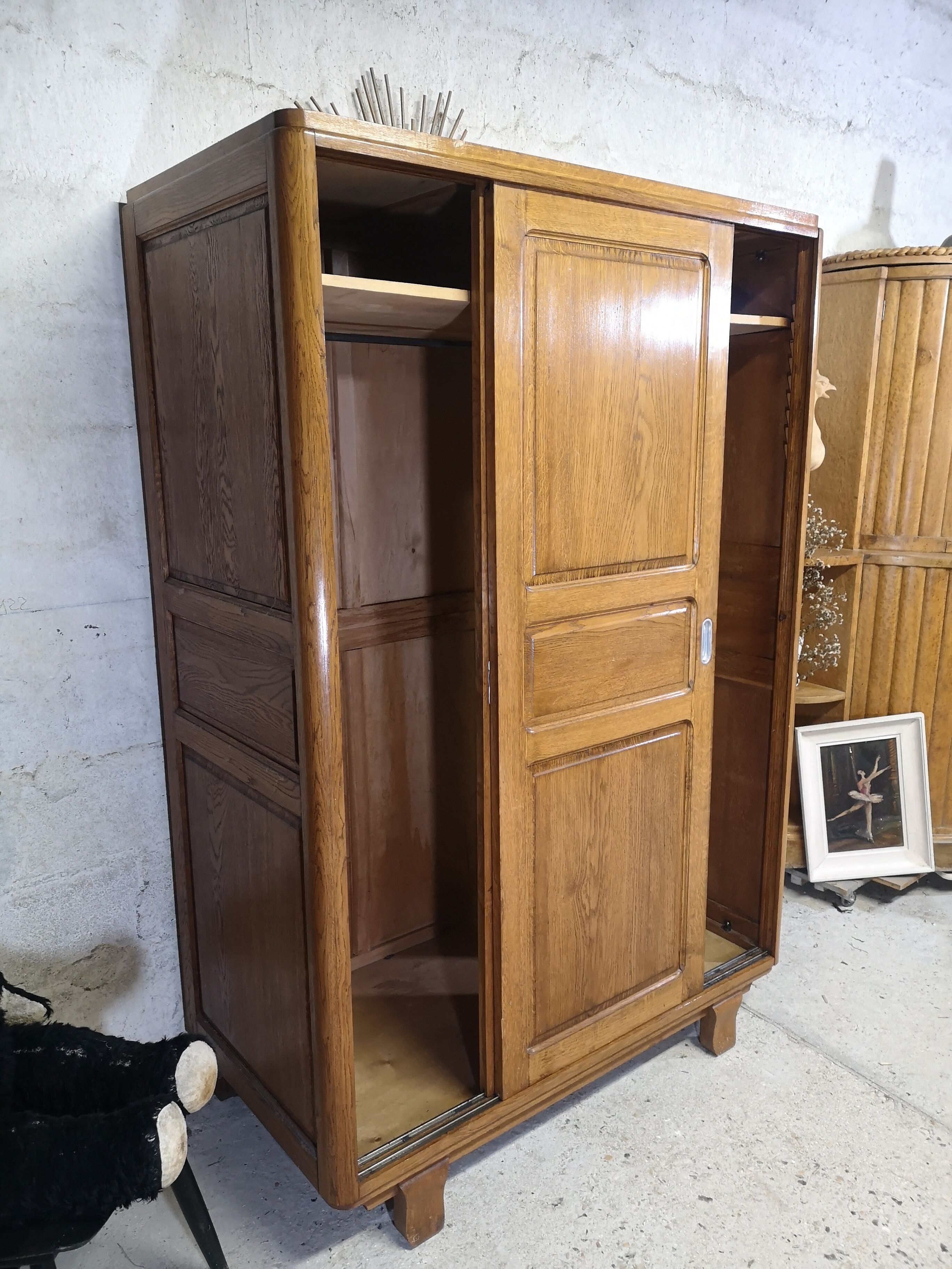 Parisian wardrobe 40/50 old oak patina