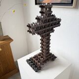 Crucifix sculpture Tramp Art 1900