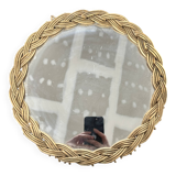 Round wicker mirror
