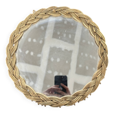 Round wicker mirror