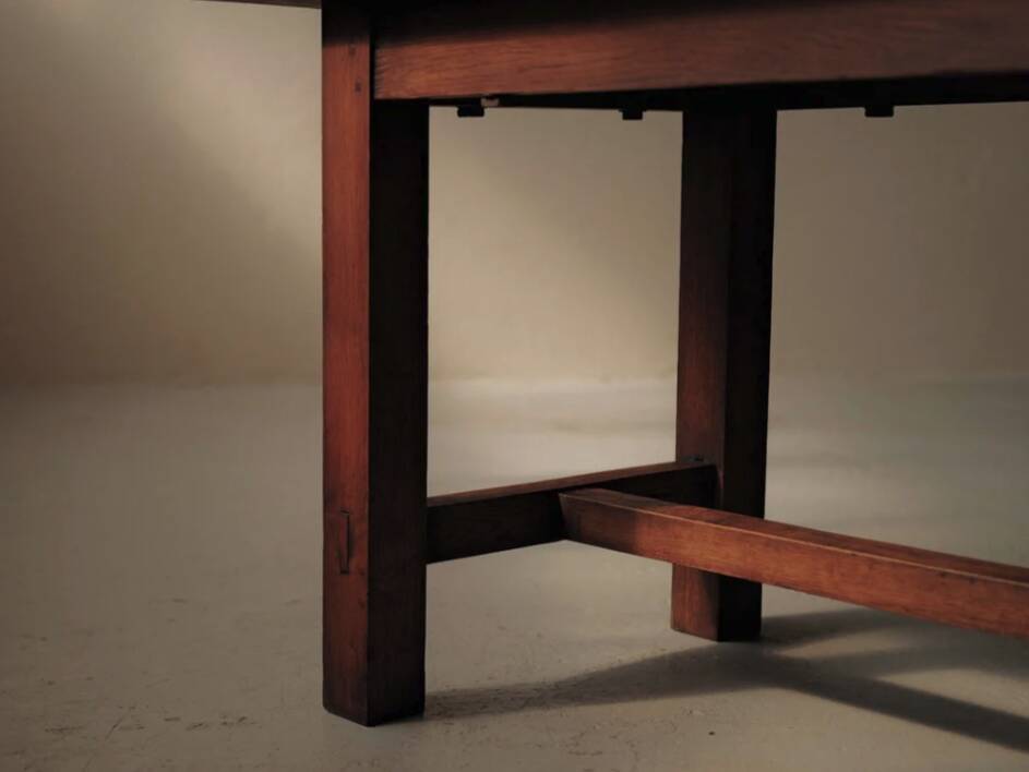 Solid oak farmhouse table, France, around 1950.