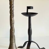 Pair of Brutalist Vintage Steel Candlesticks