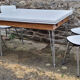 Set table chairs formica bicolor white and wood, feet eiffel, SIF, 70s, its 4 chairs