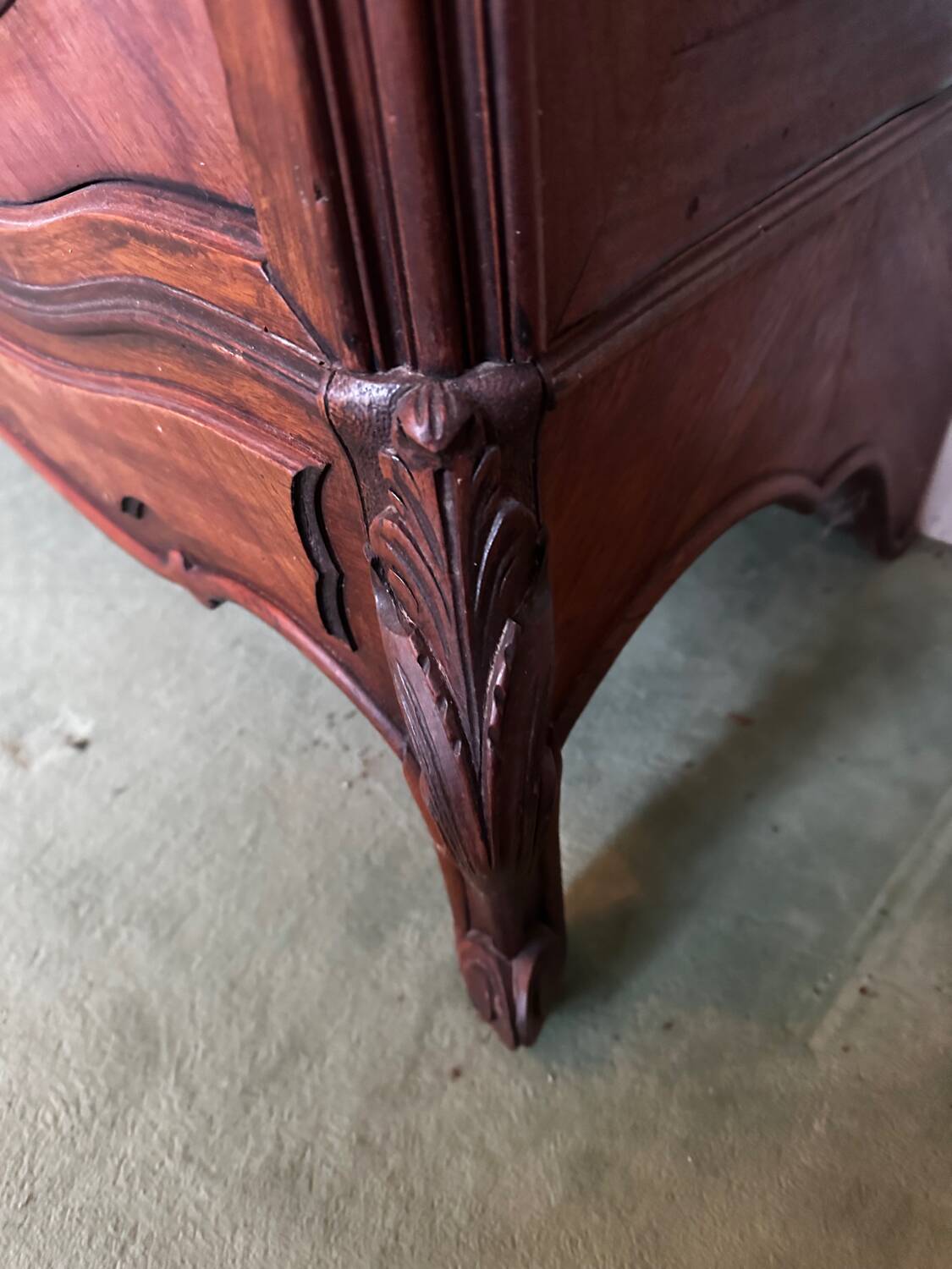 Carved walnut wardrobe – late 19th century Louis XV style