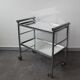 Chariot de bar aluminium 2 plateaux miroir 60's.