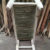 Banc marocain traditionnel en feuilles de palmier de doum et bois brut