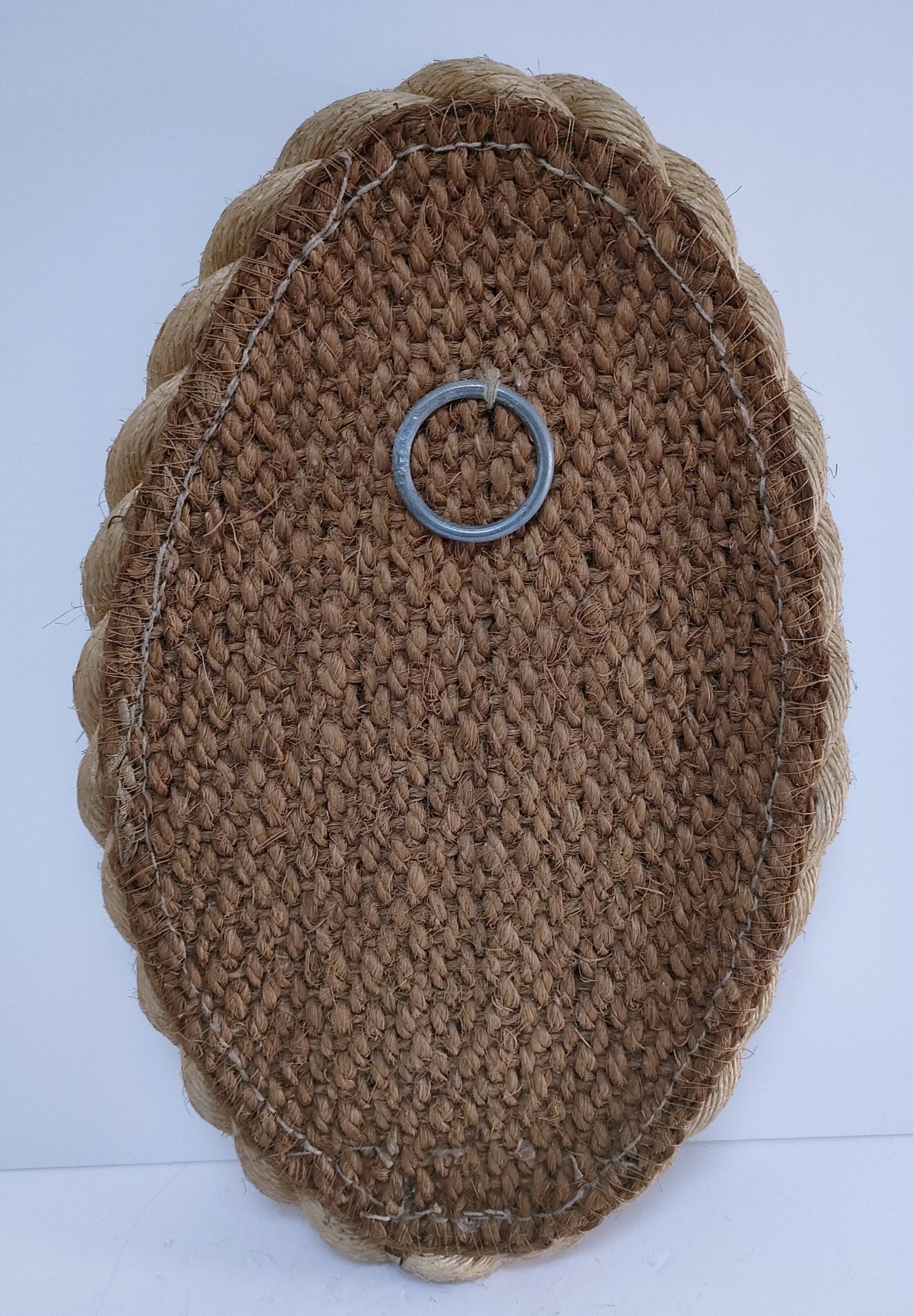 Miroir en corde tressée dans le goût de Audoux Minet, années 60