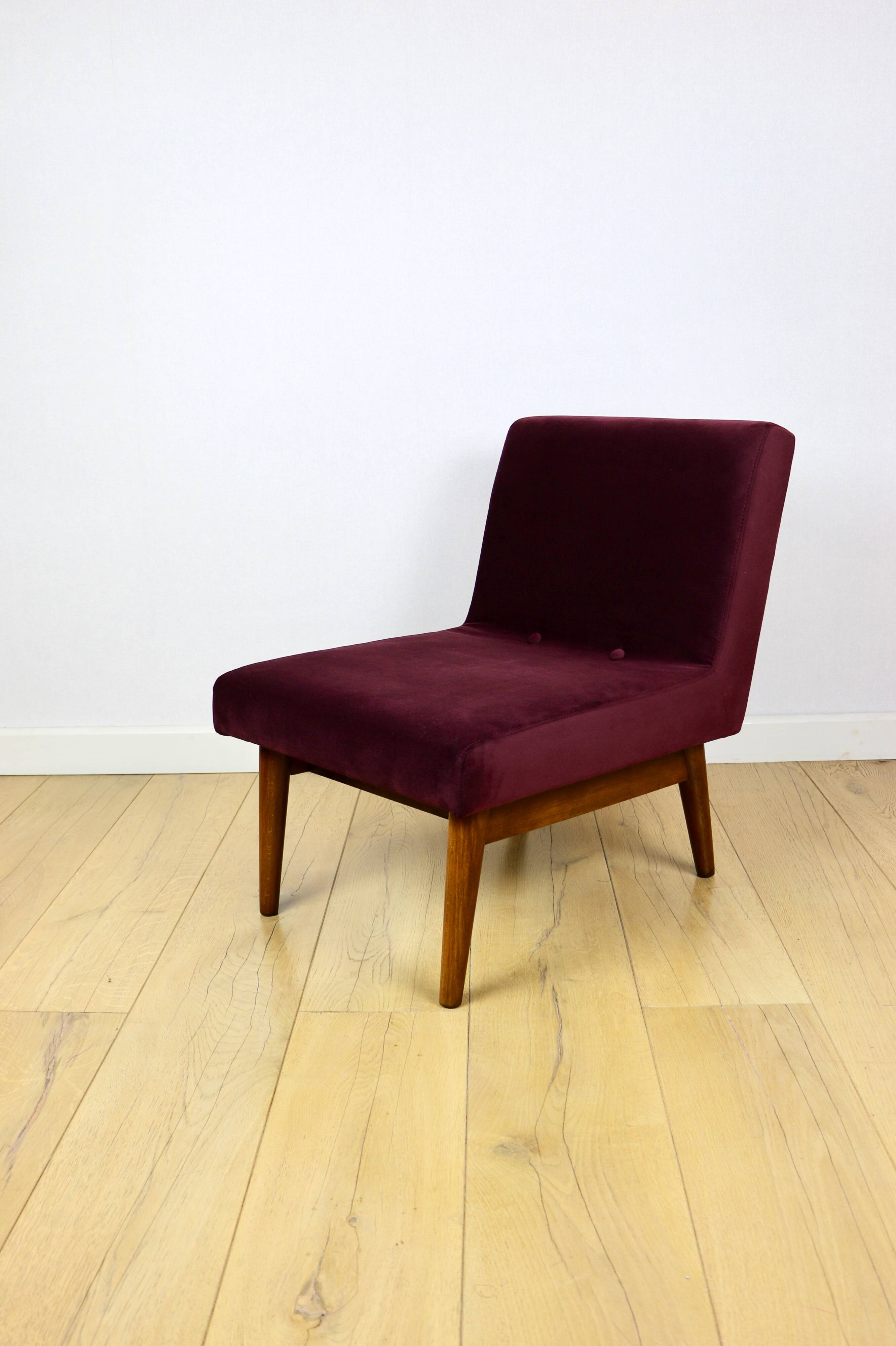 Vintage loft armchair 70s vintage burgundy wine velvet