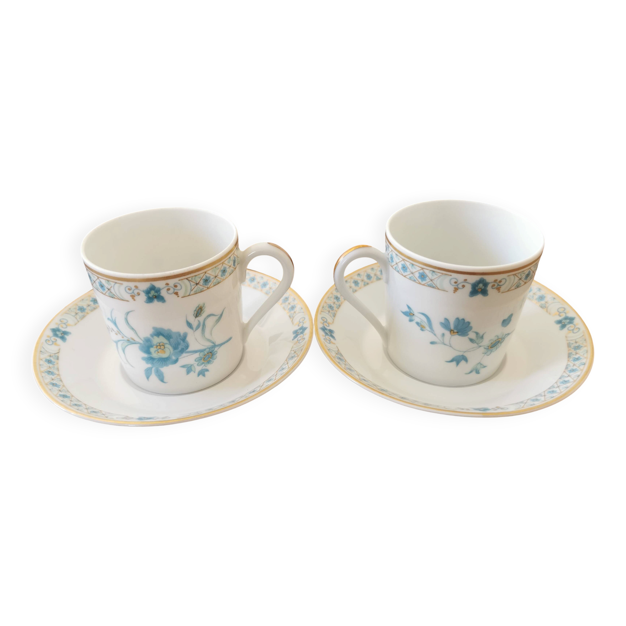 2 tasses à café et sous-tasses Haviland Limoges Nankin