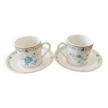 2 coffee cups and saucers Haviland Limoges Nankin