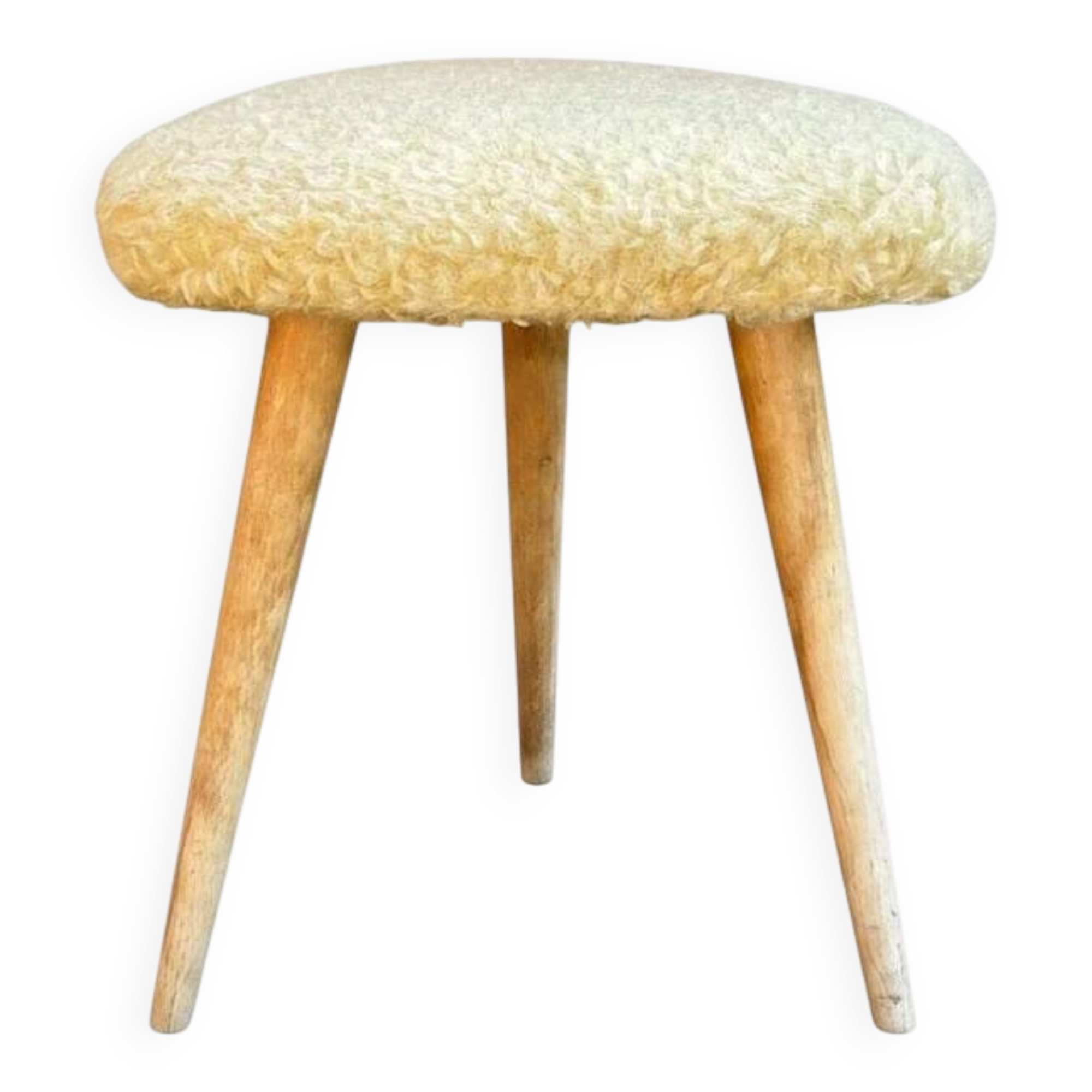 Tabouret vintage pieds compas et moumoute