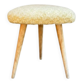 Vintage stool with tapered legs and faux fur