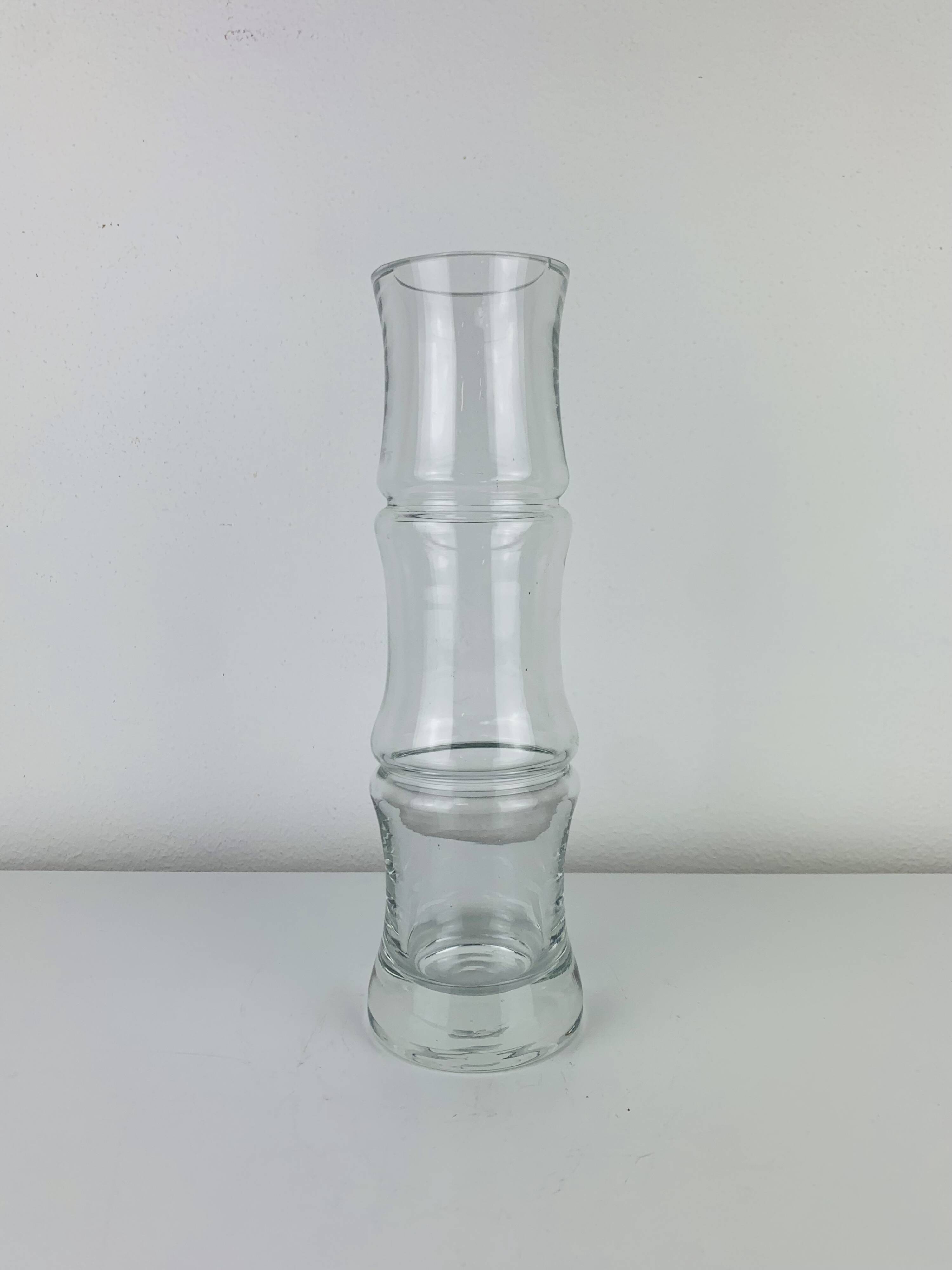 Organic style bamboo glass vase, vintage