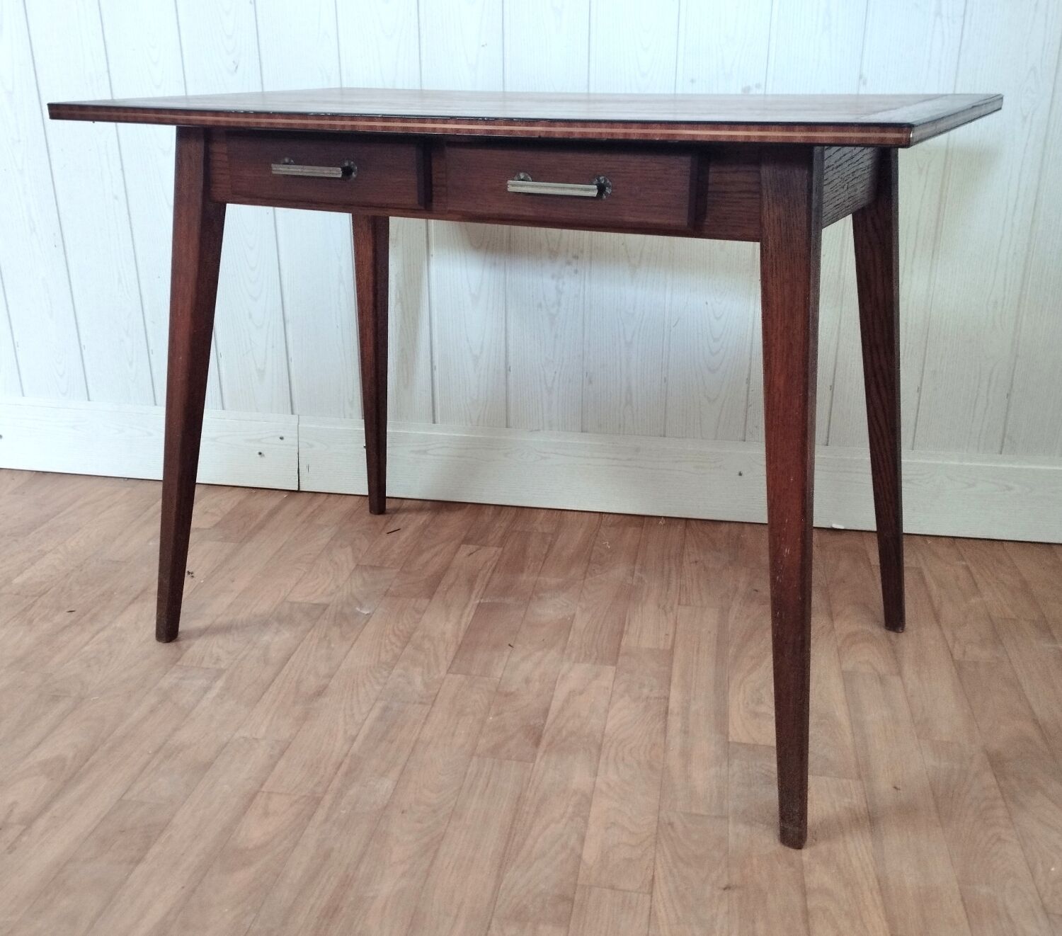Vintage desk feet compass solid oak