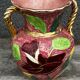 Vase Vallauris rose bonbons décor Floral H 20 cm