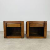 Pair of vintage Maison Regain elm bedside tables