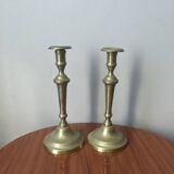 Pair of antique brass candlesticks Scandinavian countryside candlesticks