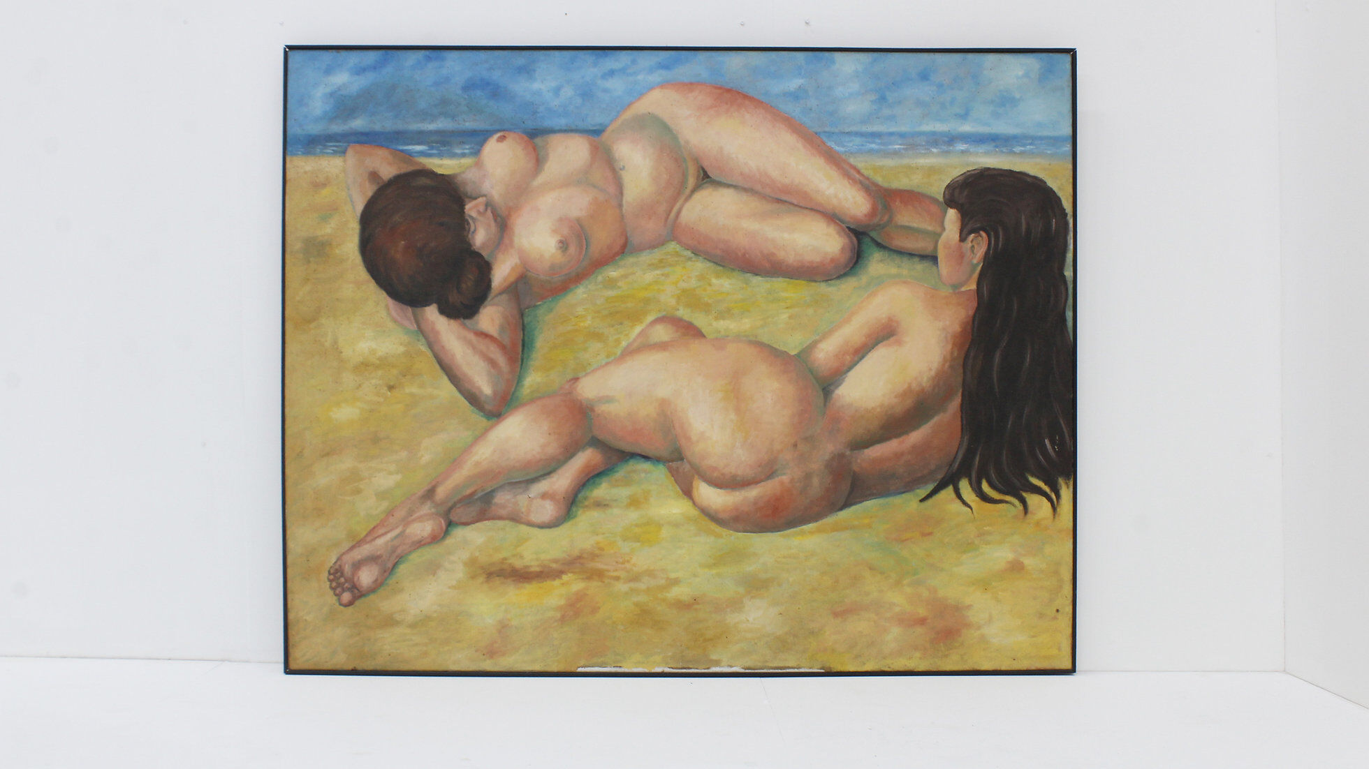 Vintage large painting oil on canvas – Two reclining figures