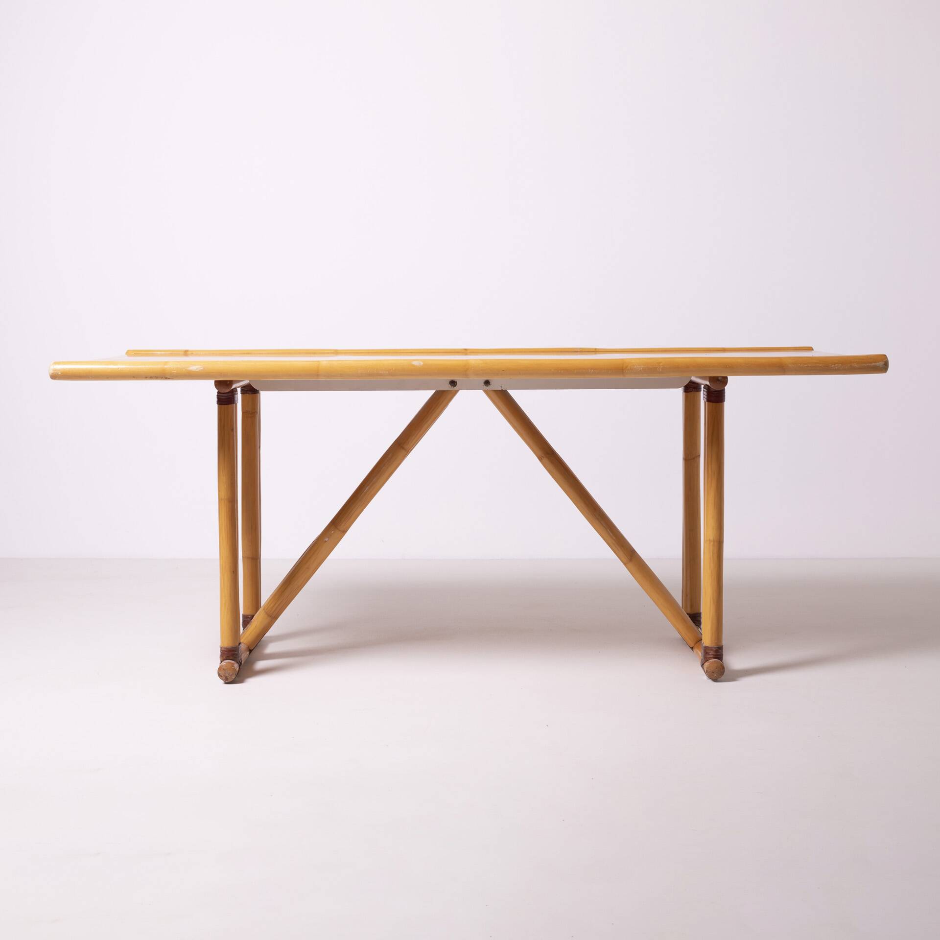 Postmodern foldable bamboo table, Italy, 1980s