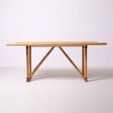 Postmodern foldable bamboo table, Italy, 1980s