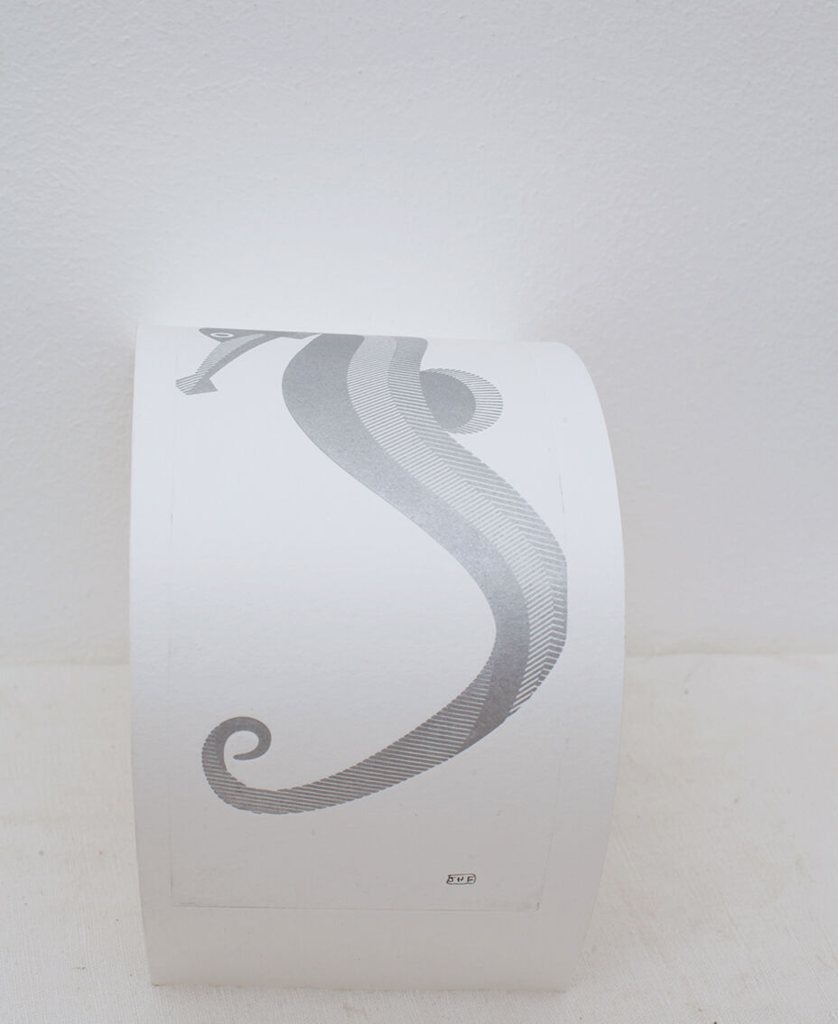 Press engraving silver seahorse