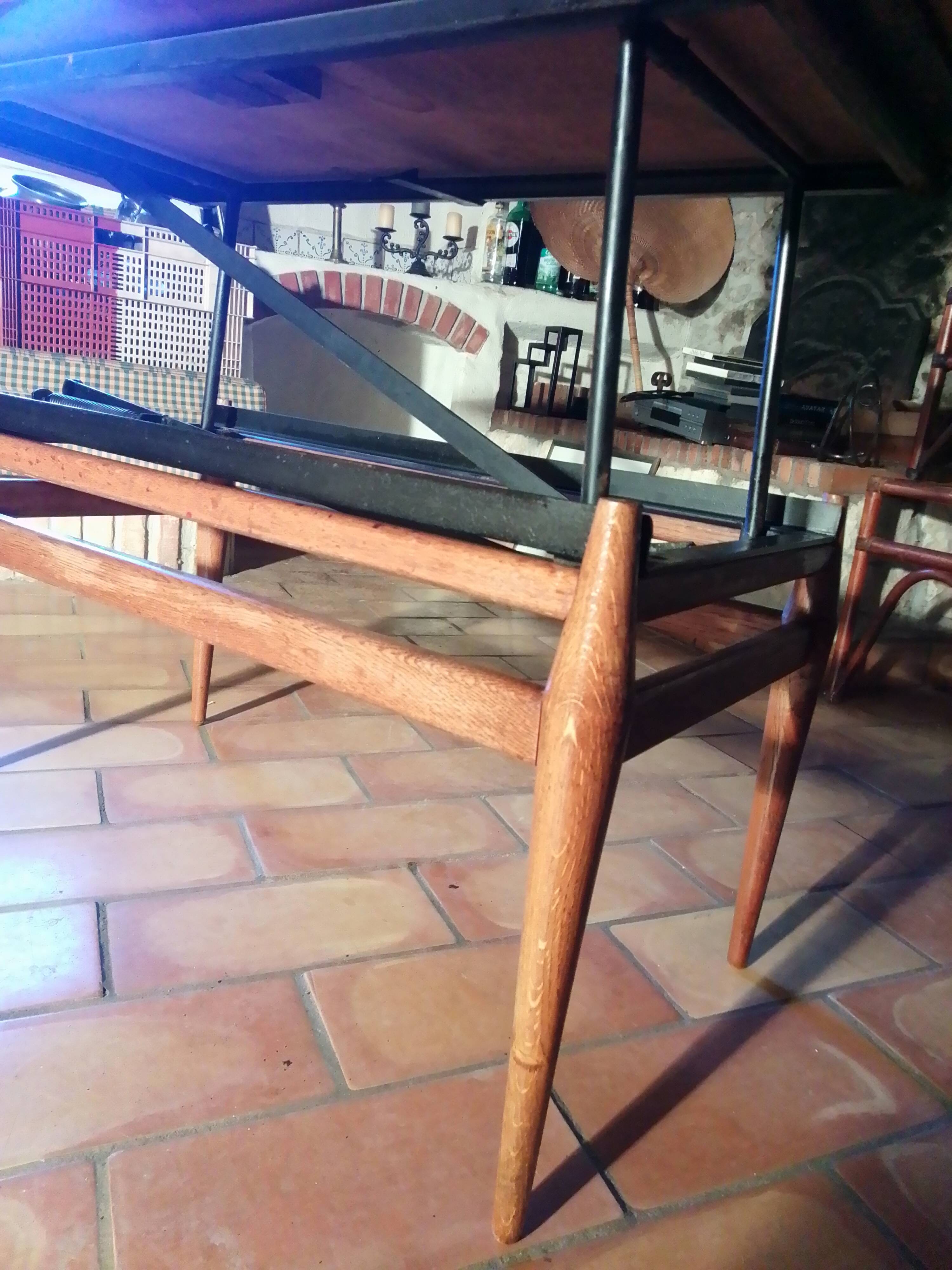 Table basse teck Vintage scandinave relevable