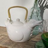 Teapot in the shape of a duck in white ceramic 1960 vintage