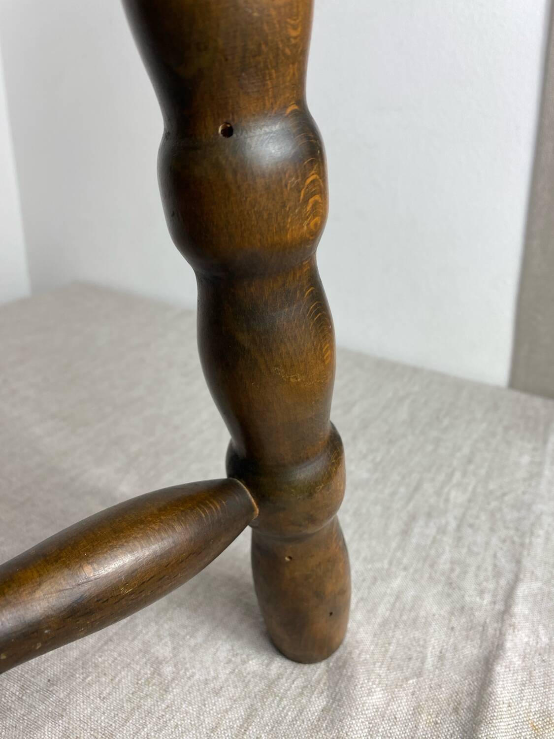 Turned wooden stool