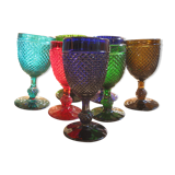 Set of 7 diamond-tipped glasses