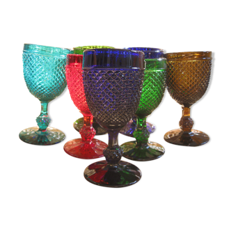 Set of 7 diamond-tipped glasses