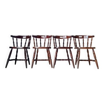 Lot de 4 Chaises Bistrot Western en Bois Massif