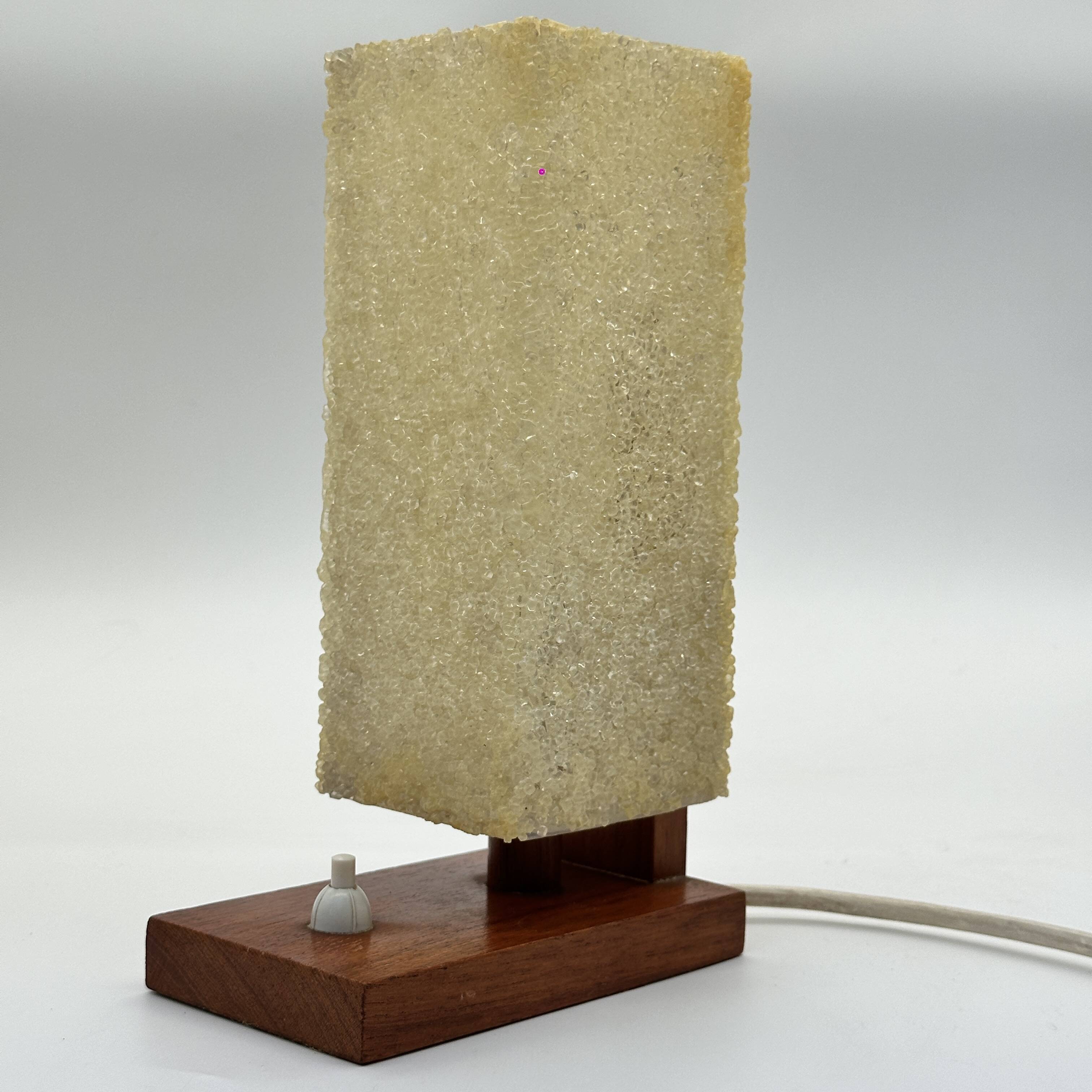 Scandinavian teak and acrylic granite desk lamp, 1950s