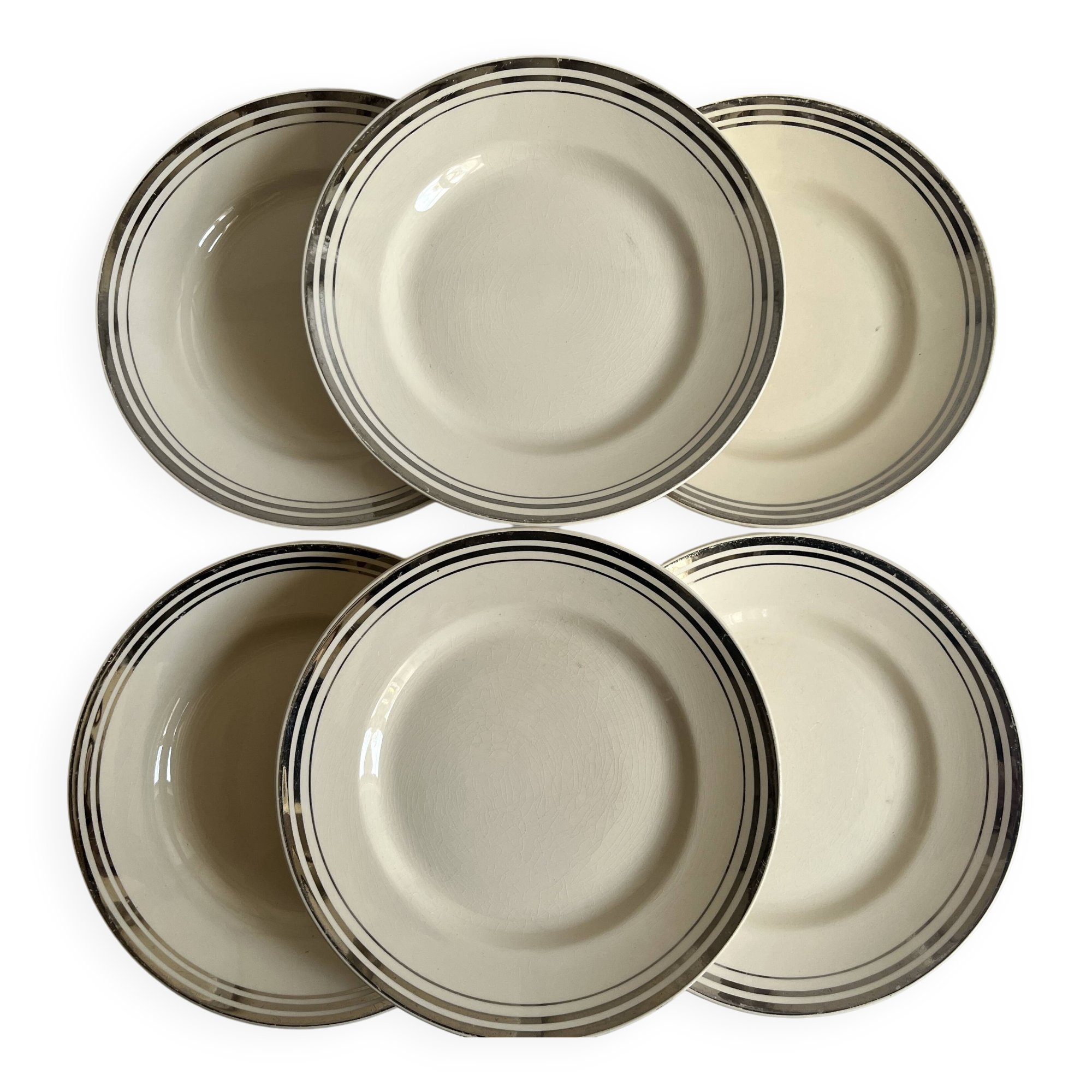 Assiette liseré platine vintage