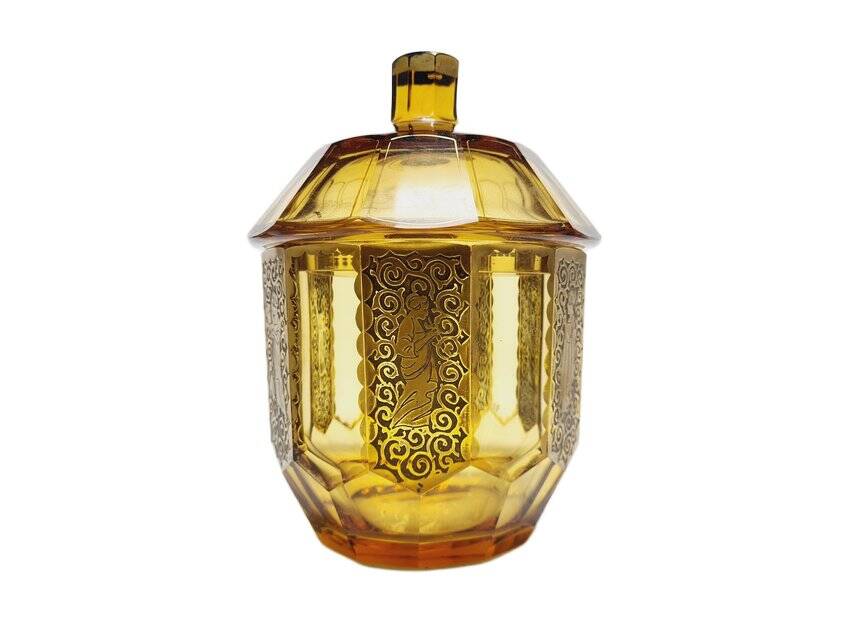 Art Deco oroplastic candy dish from Moser, Czechoslovakia, 1930s