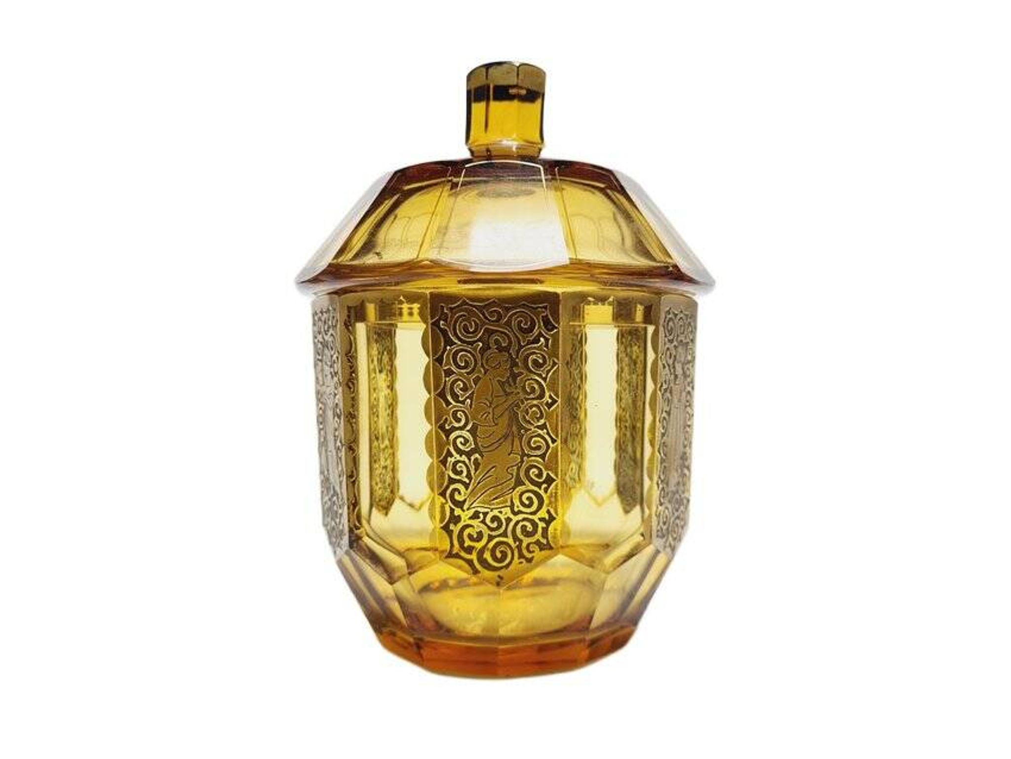 Art Deco oroplastic candy dish from Moser, Czechoslovakia, 1930s
