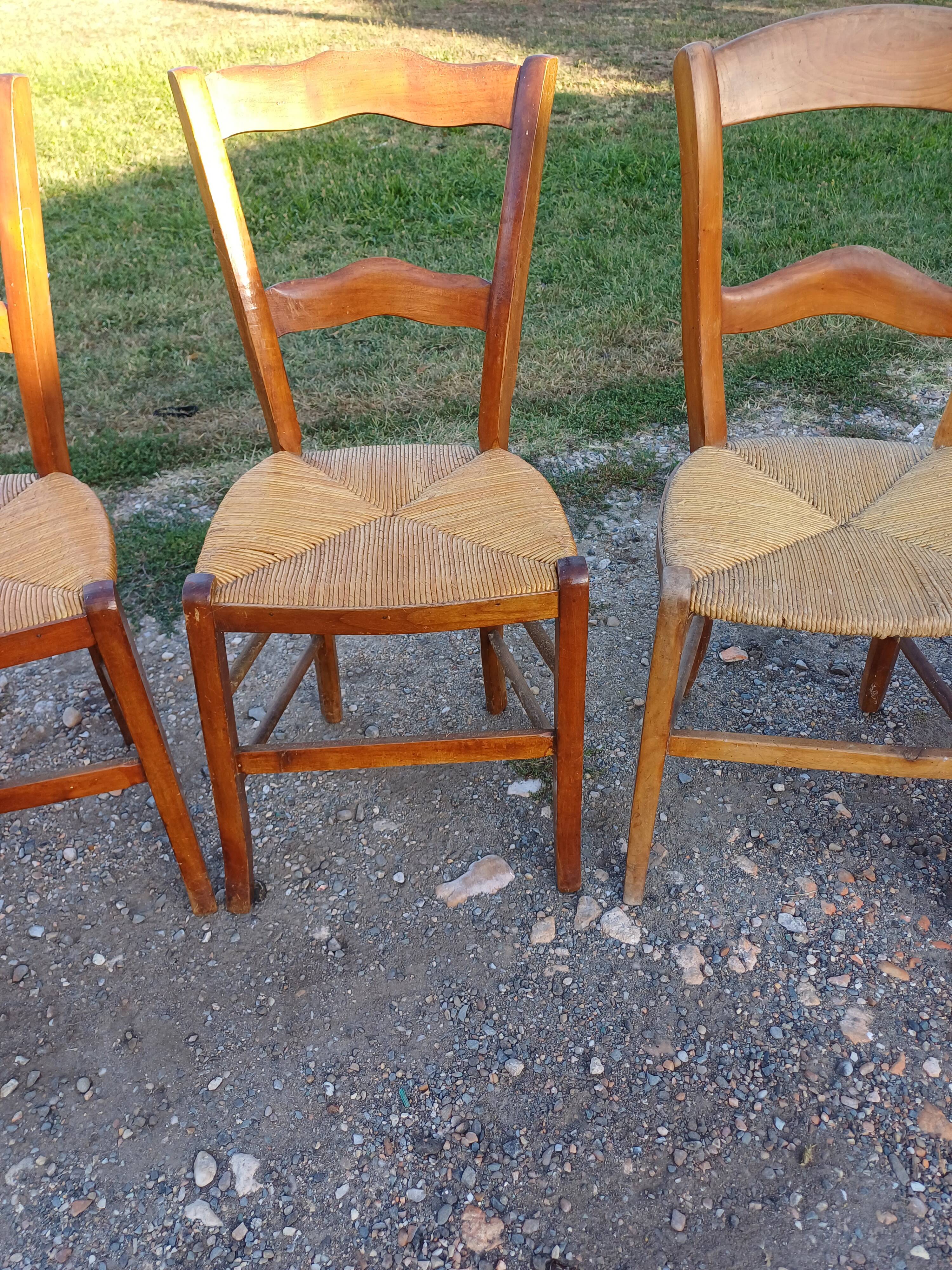 6 Old Straw Chairs