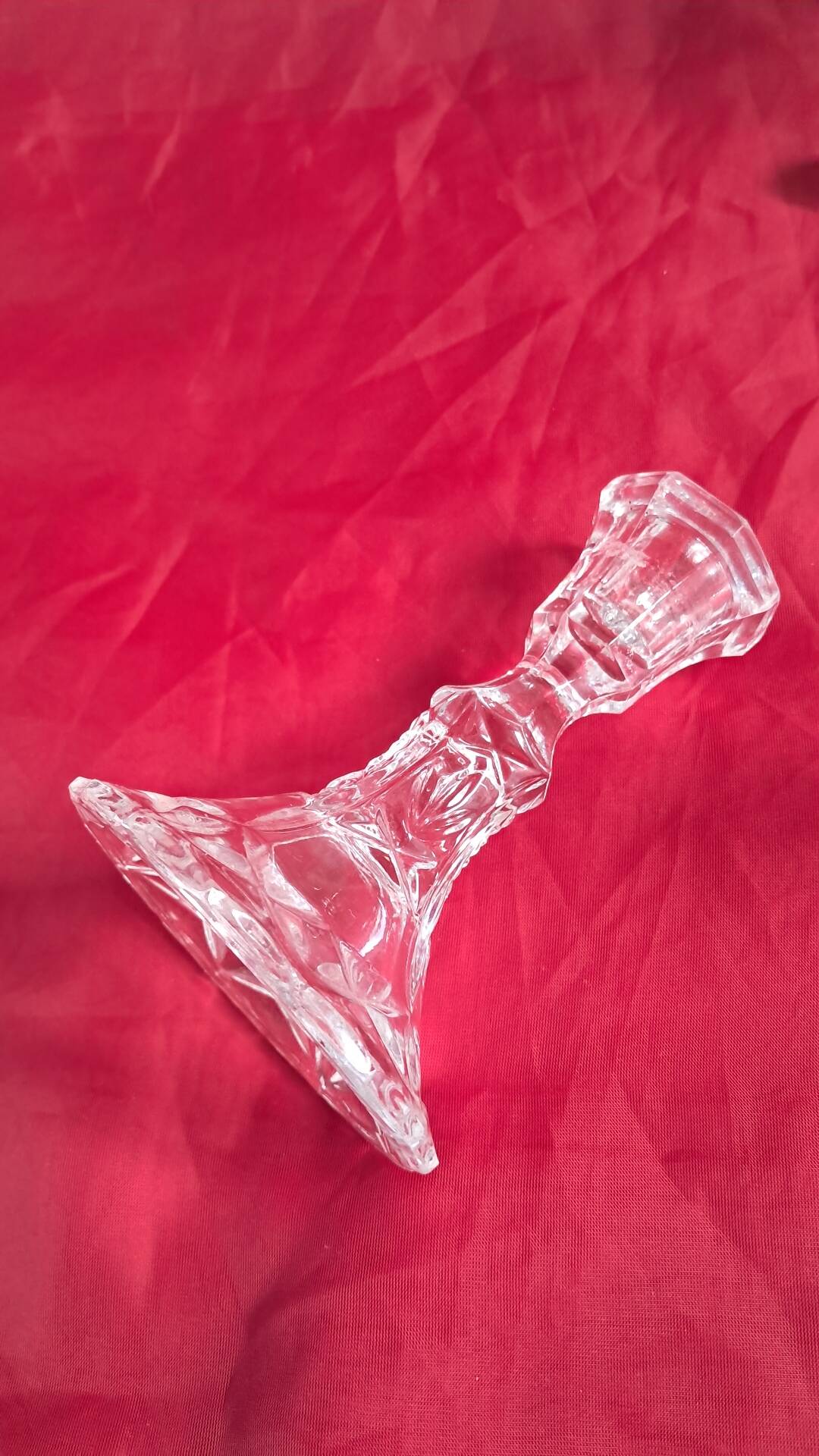 Pair of vintage glass candlesticks in clear glass