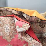 Coussin bohème chic en velours d'ameublement à motif cachemire 60x40cm