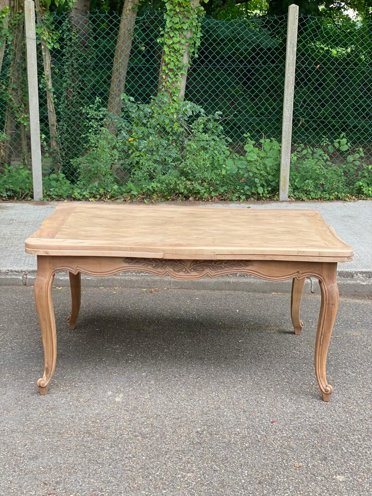Renovated Louis XV extendable dining table walnut 265cm