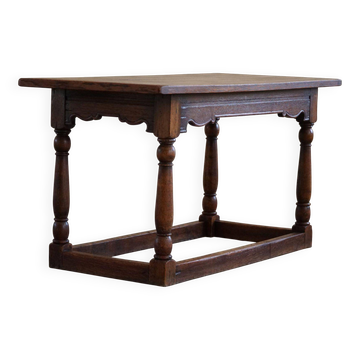 Desk / Dining table by Danish cabinetmaker in oak, baroque style, 1970s