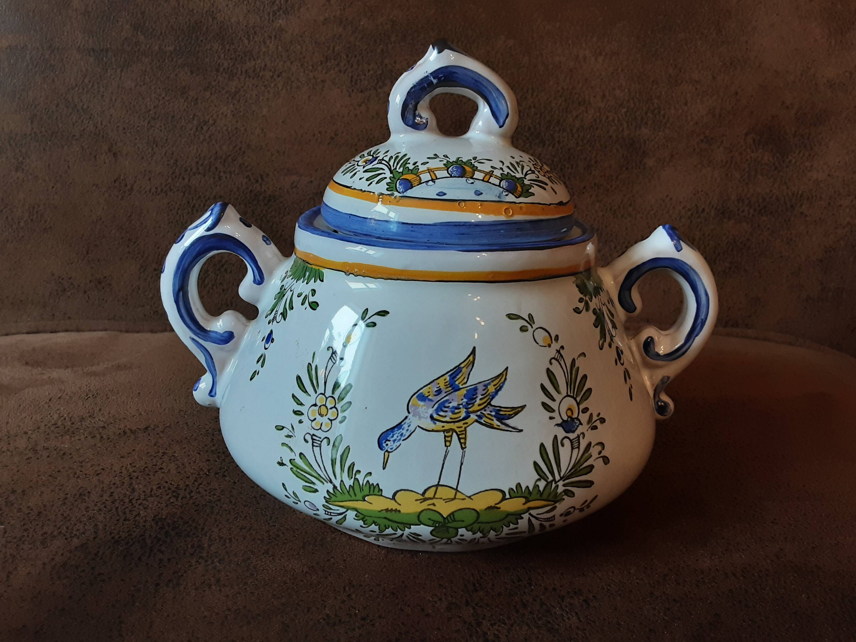 Sugar bowl, Angoulême art earthenware factory, Le Renoleau