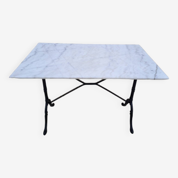 Marble and cast iron bistro table
