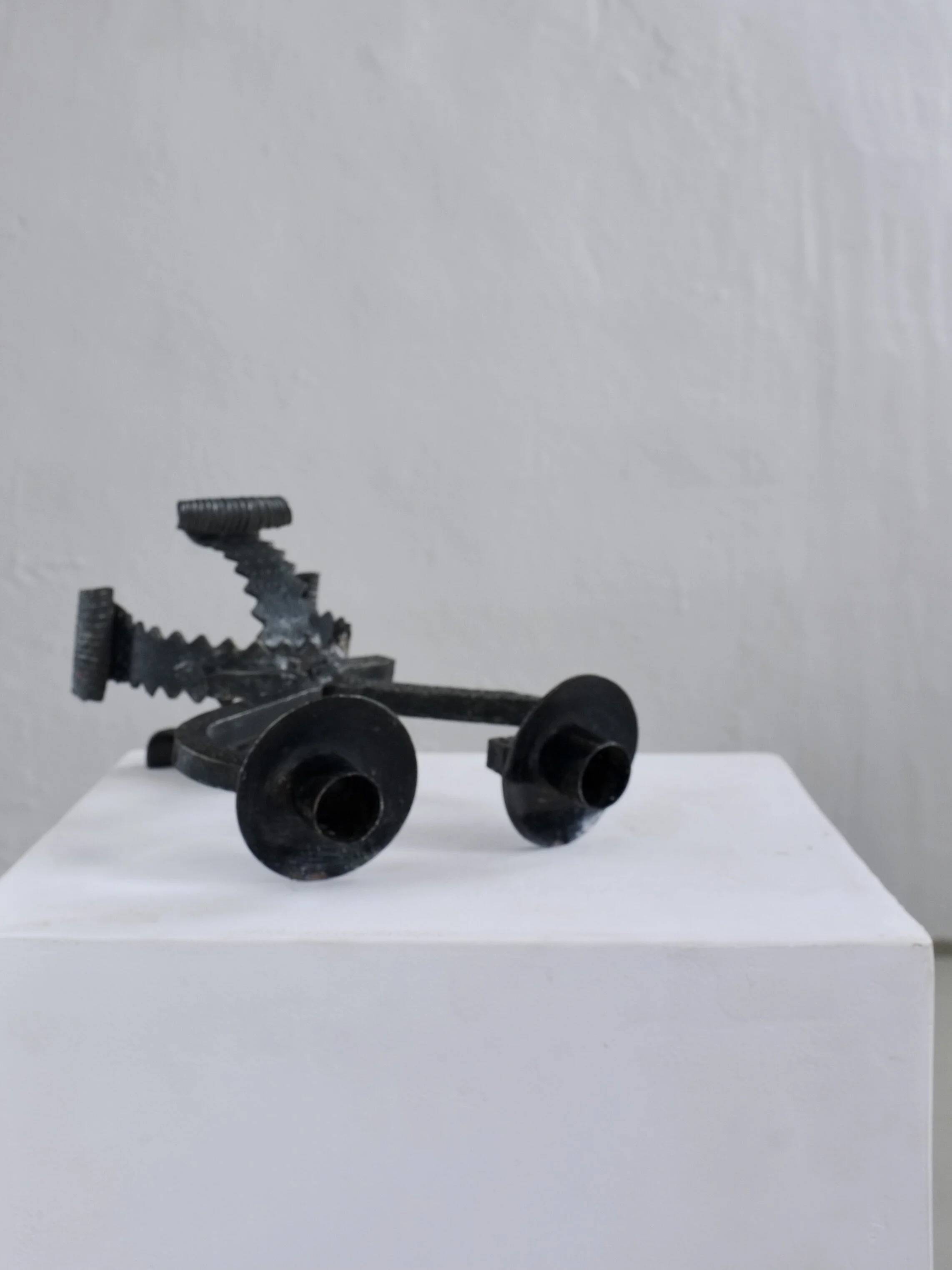 Brutalist sculptural iron candle holder | Netherlands | 1970s