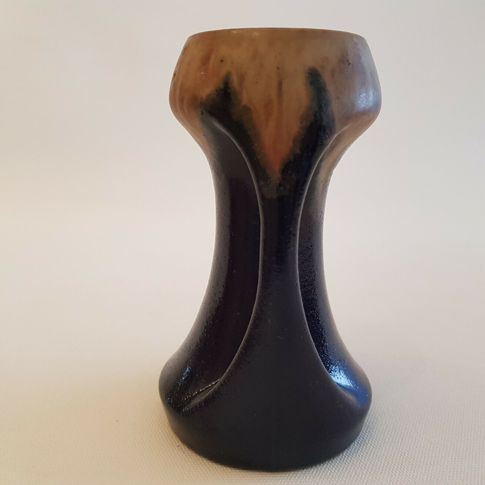 Denbac art deco enamelled ceramic sandstone vase