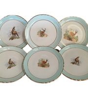 Set of 6 Dessert Plates Stamped "Orchies Moulin des Loup", Model St Hubert