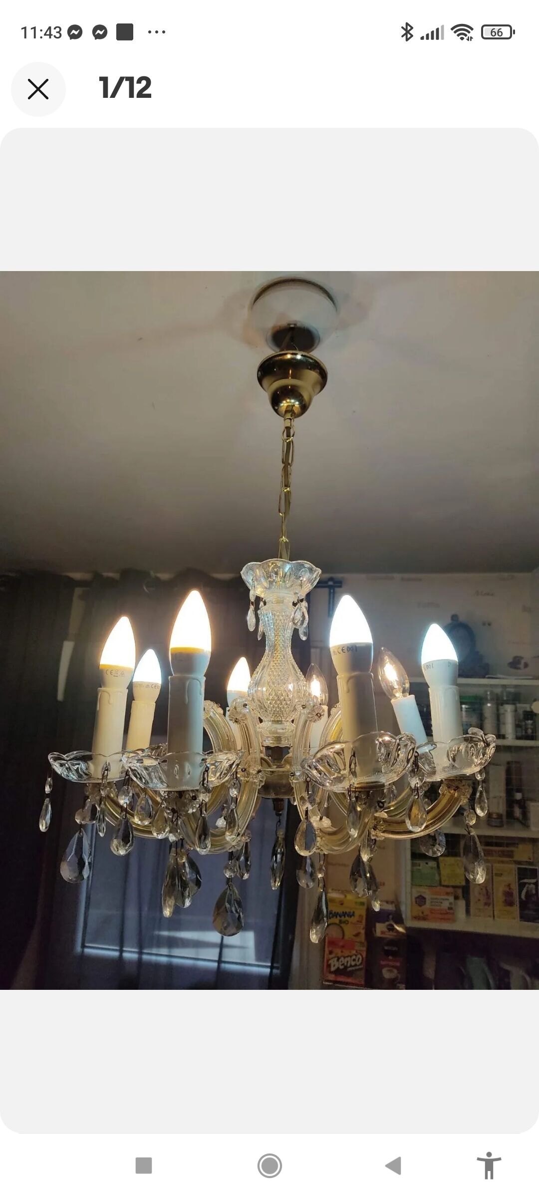 Old murano style chandelier in glass