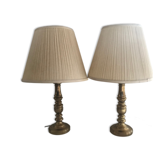 Pair of solid brass lamps