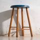 Antique wooden stool with a round seat – Central Europe, around 1950